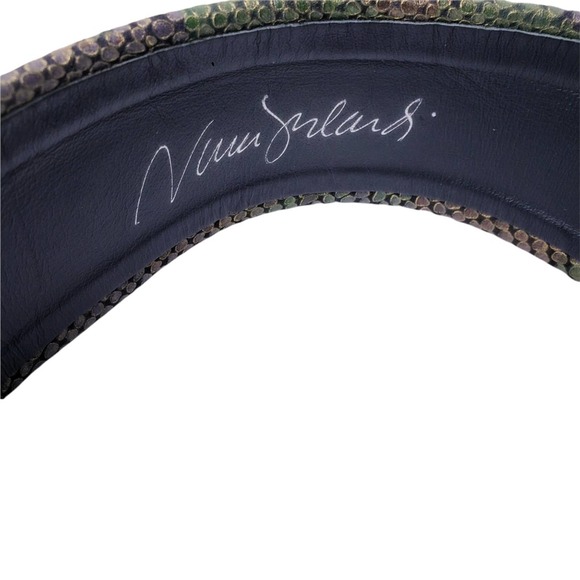 Boho Belt Removable Buckle Snakeskin Print in Green & Brown Tones - Picture 3 of 6